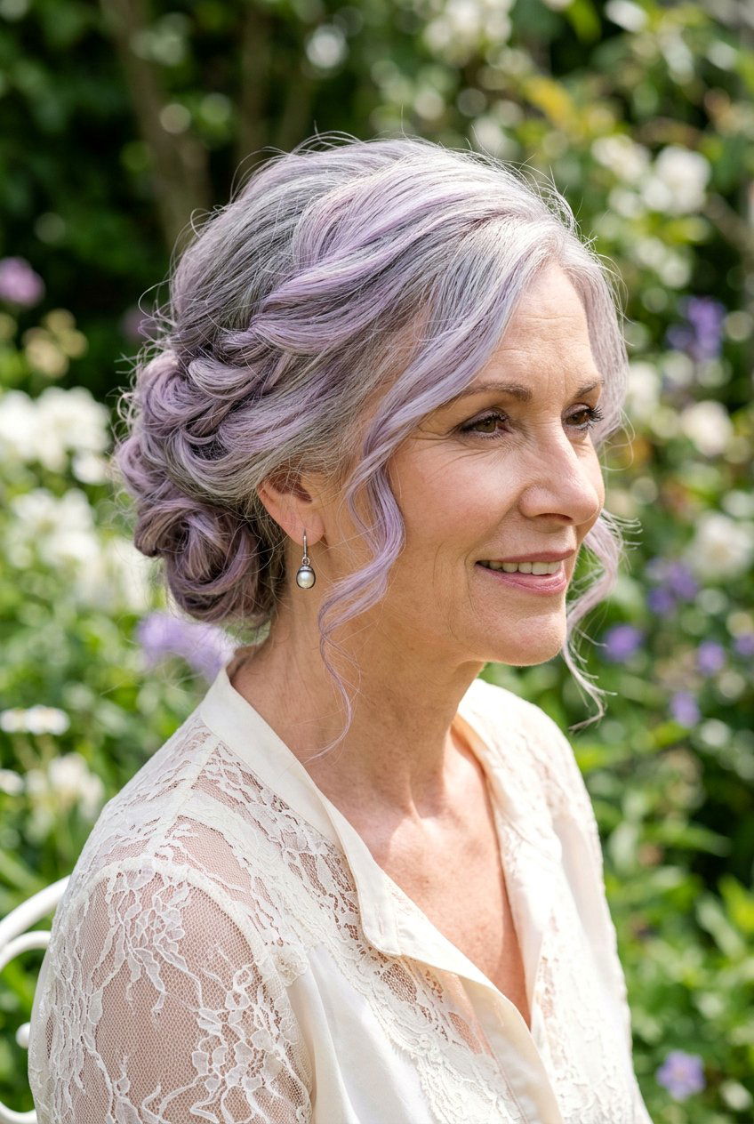 Grey Balayage with Lavender Undertones - 20 silver balayage for mature women - 20 silver balayage for mature women