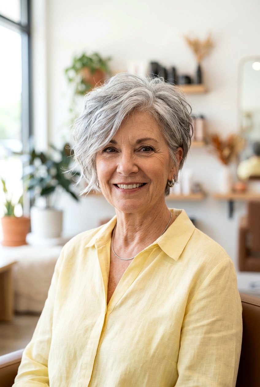 Grey Bixie Cut - 20 natural hairstyles for women over 60 - 20 natural hairstyles for women over 60