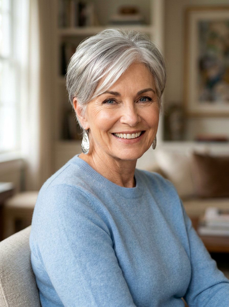 Grey Blended Pixie - 20 pixie cut for mature fine hair - 20 pixie cut for mature fine hair