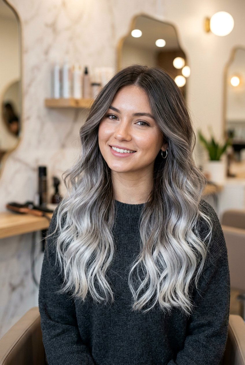 Grey Brown Ombre - 20 cool toned brunette hair - 20 cool toned brunette hair