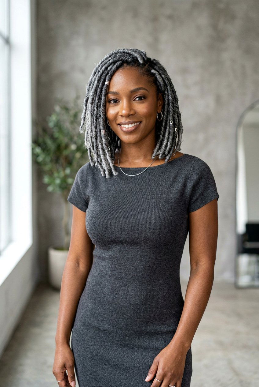 Grey Faux Loc Bob - 20 faux loc bob hairstyles - 20 faux loc bob hairstyles