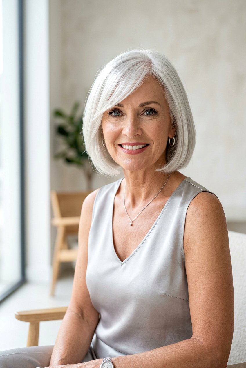 Grey Hair With Side Bangs - 20 side bangs for older women - 20 side bangs for older women