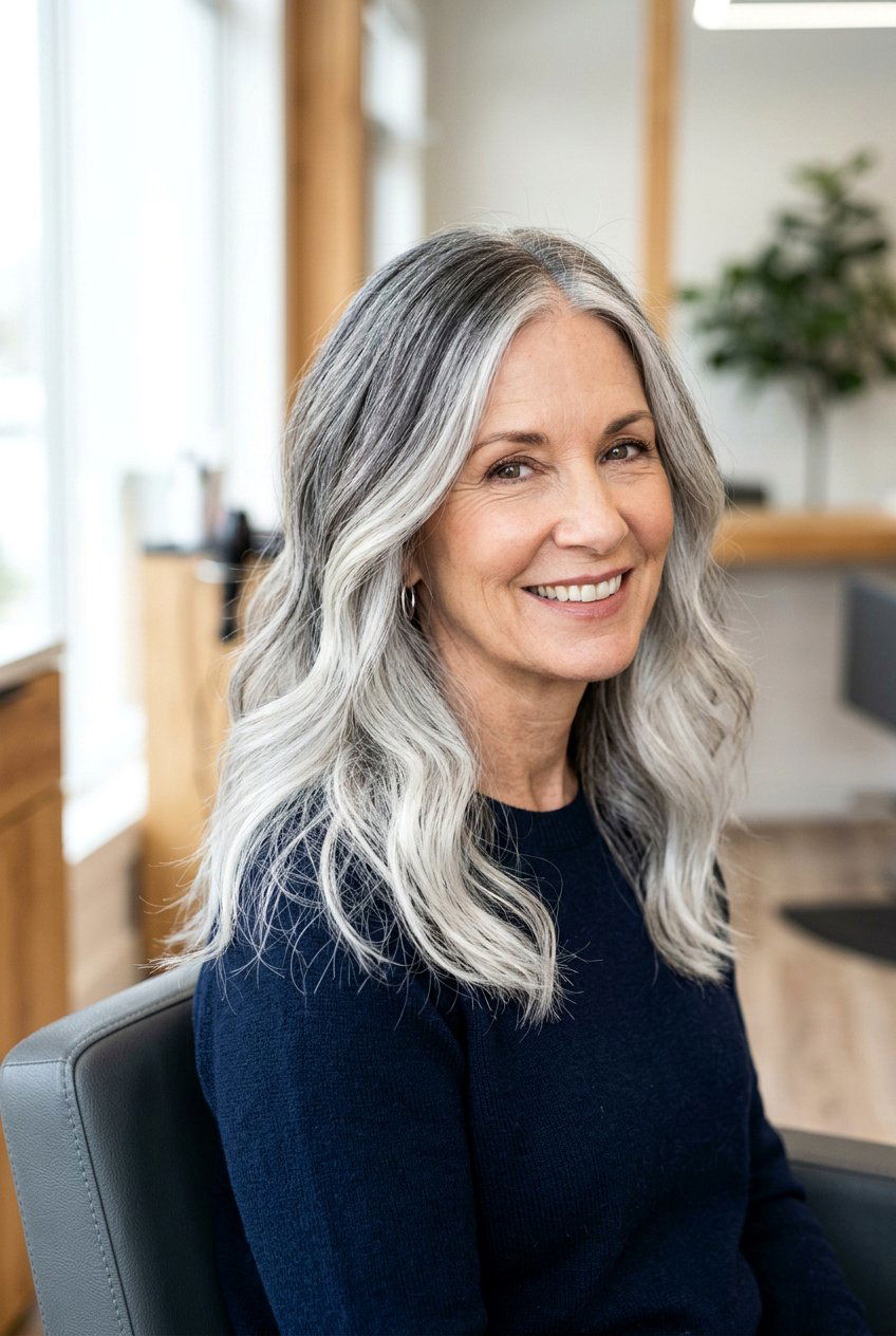 Grey Ombre Balayage Hair - 20 silver balayage for mature women - 20 silver balayage for mature women