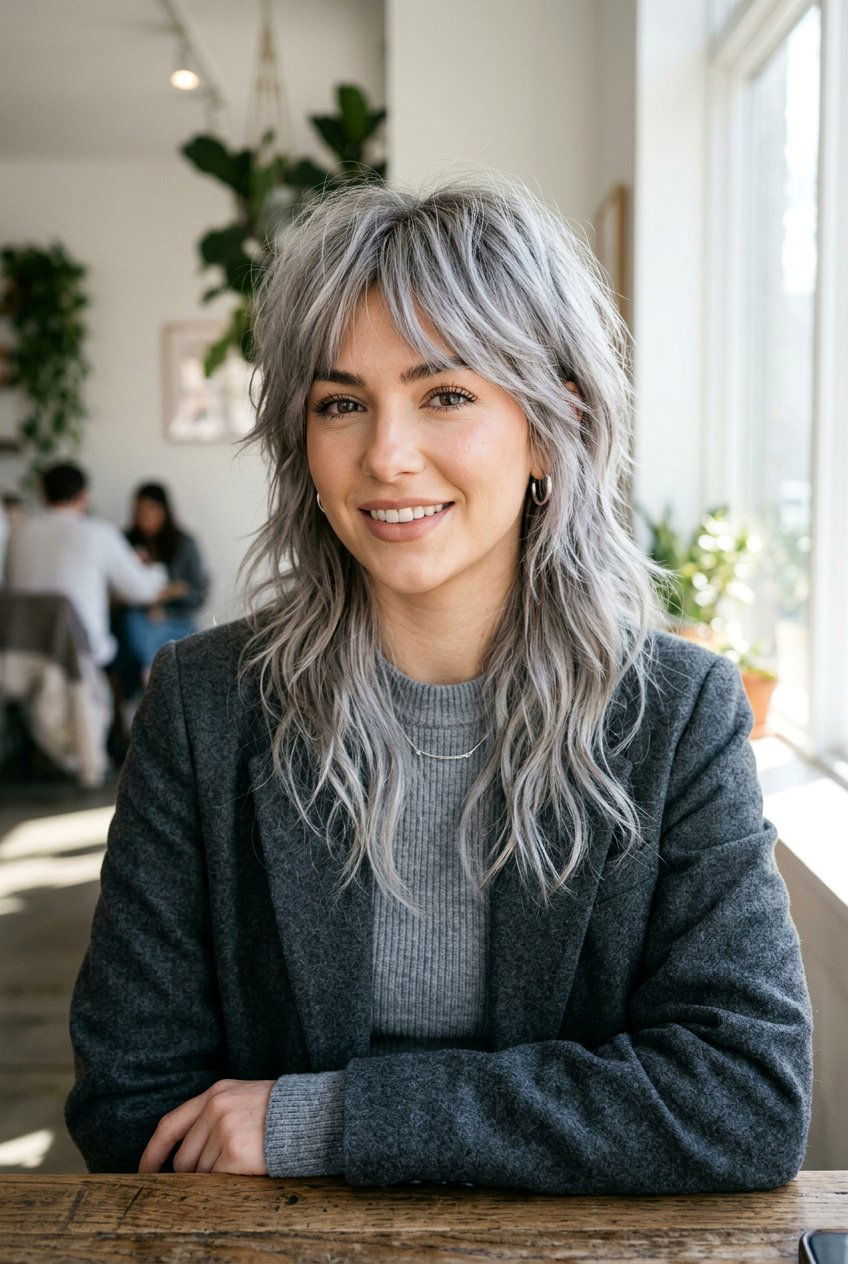 Grey Soft Wolf Cut - 20 soft wolf cut for mature women - 20 soft wolf cut for mature women