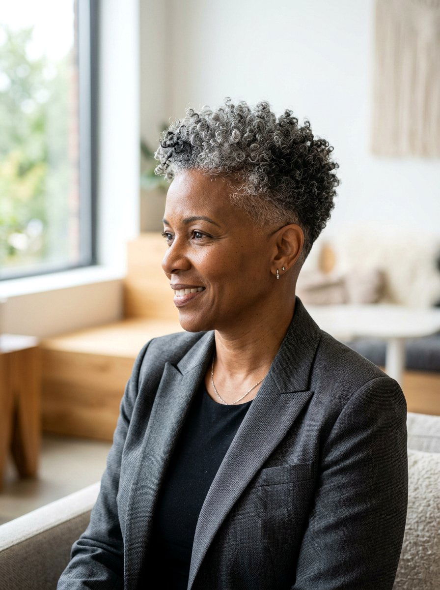 Grey Tapered Natural Haircut - 20 tapered natural haircut with color - 20 tapered natural haircut with color