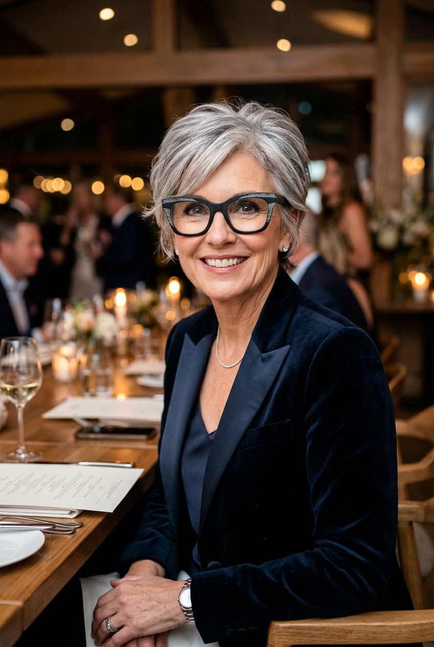 Grey feathered pixie for glasses - 20 feathered pixie for women with glasses - 20 feathered pixie for women with glasses