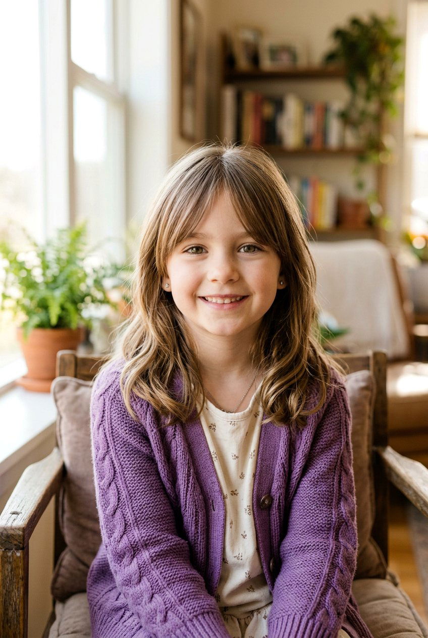 Grown Out Curtain Bangs - 20 shoulder length haircut for little girls - 20 shoulder length haircut for little girls