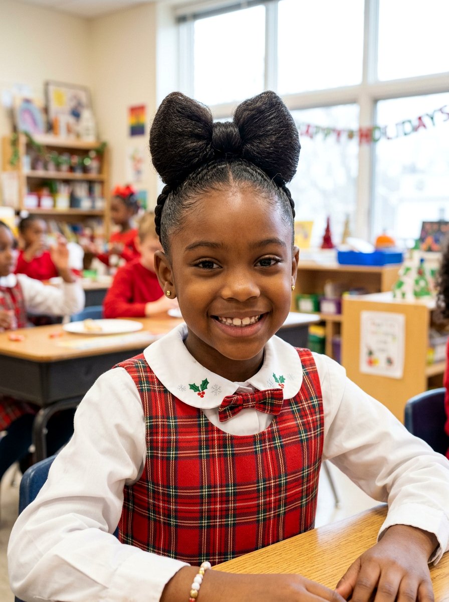 Hair Bow Bun - 20 school bun styles for black girls - 20 school bun styles for black girls