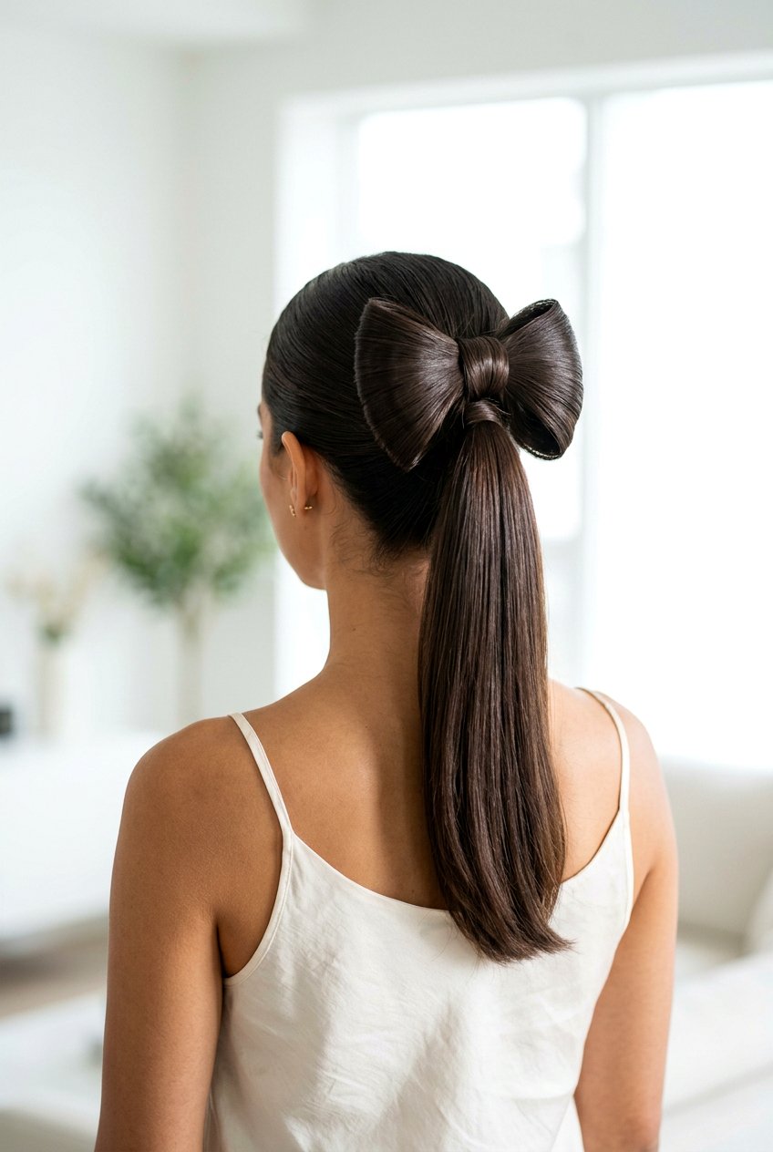 Hair Bow Bun - 20 hair bow ponytail hairstyle - 20 hair bow ponytail hairstyle
