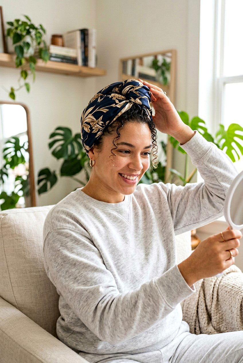 Hair Plopping With Satin Scarf - 20 satin scarf overnight hairstyle - 20 satin scarf overnight hairstyle