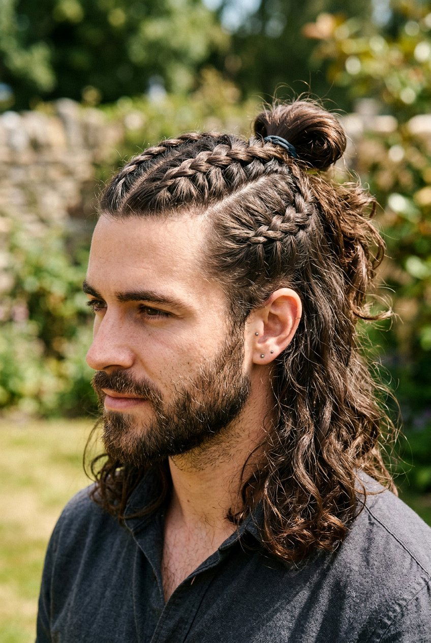 Half Braided Man Bun - 20 braided man bun hairstyle - 20 braided man bun hairstyle