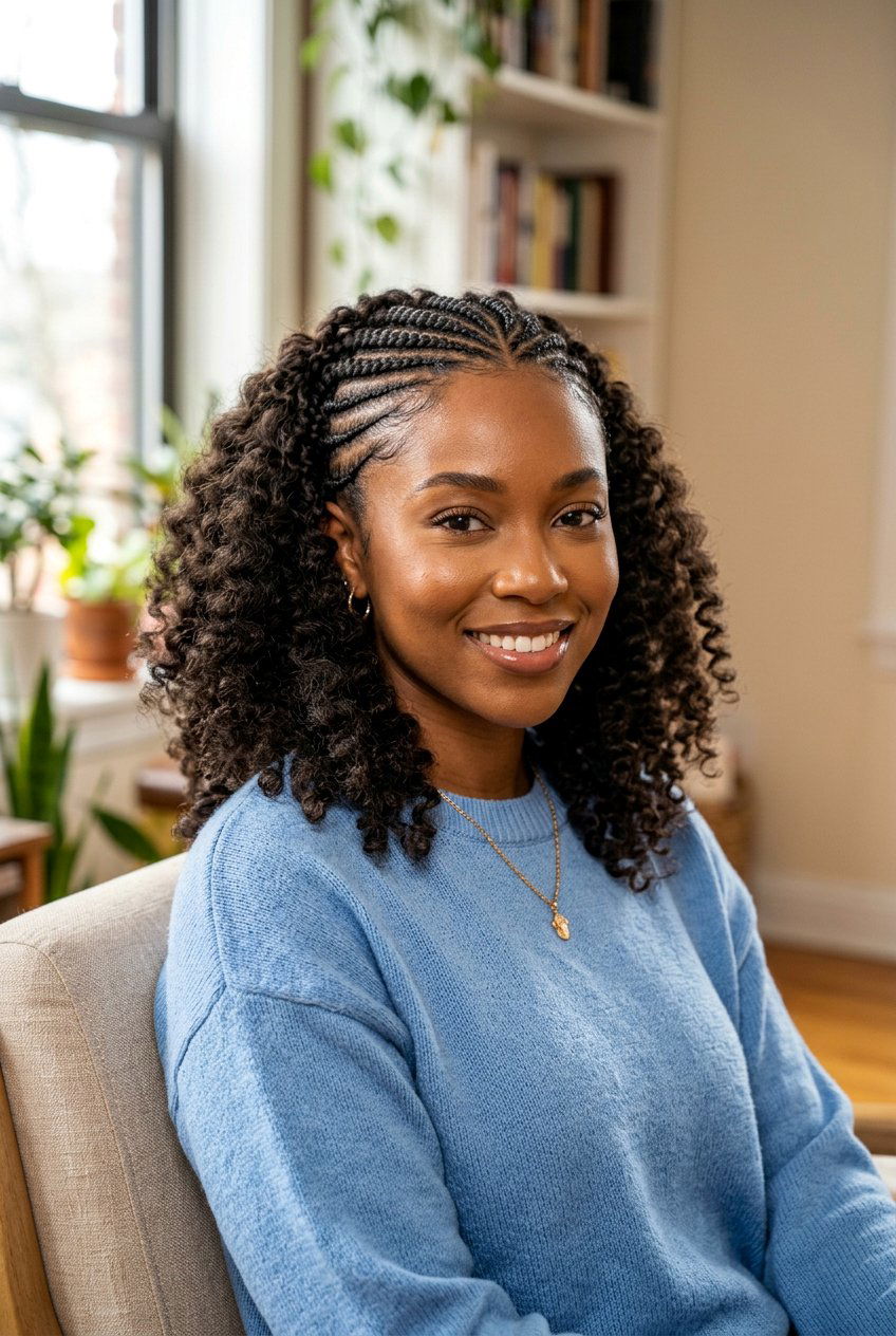 Half Cornrow Half Crochet Curls - 20 half cornrow half curls styles - 20 half cornrow half curls styles