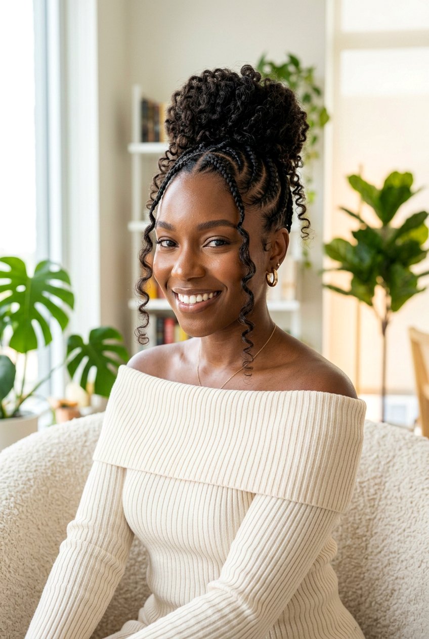 20 Breathtaking Half Cornrow Half Curls Styles to Try Now