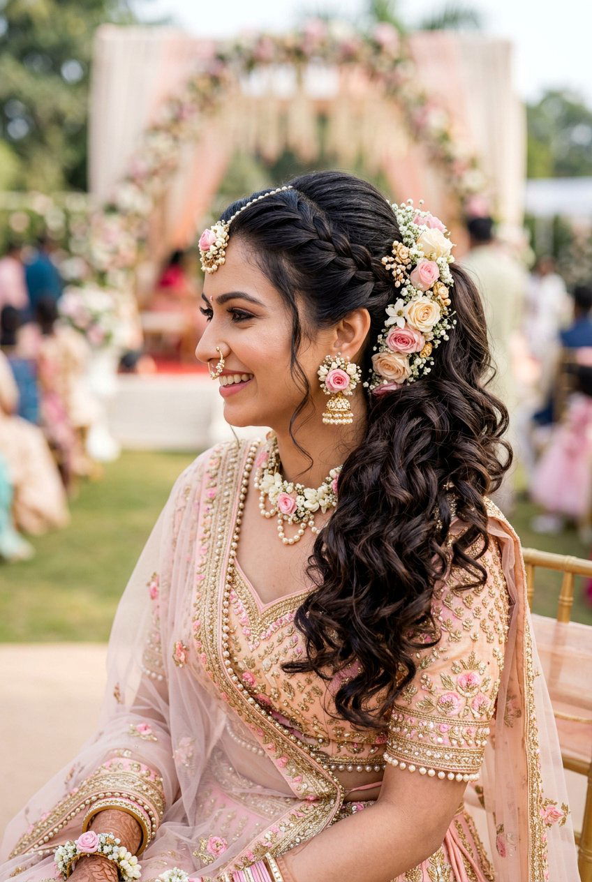 Half French Braid Bridal Ponytail - 20 indian bridal ponytail hairstyle - 20 indian bridal ponytail hairstyle