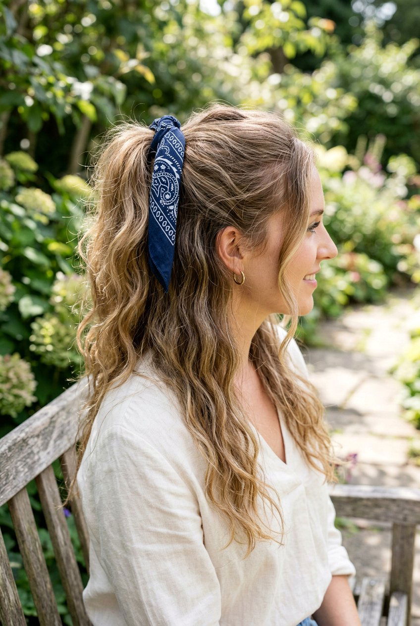 Half Up Bandana Ponytail - 20 bandana ponytail hairstyle - 20 bandana ponytail hairstyle