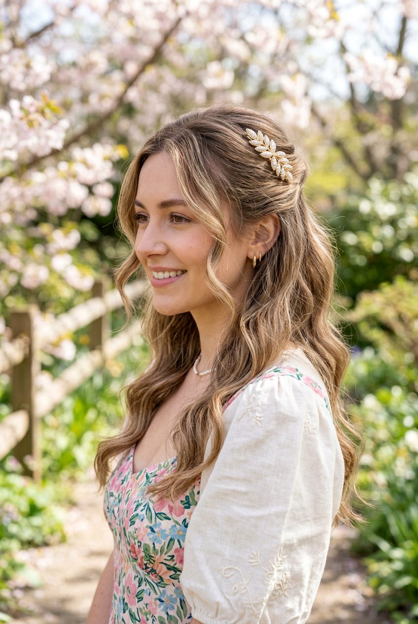 Half Up Barrette Hairstyle - 20 barrette hairstyles for women - 20 barrette hairstyles for women