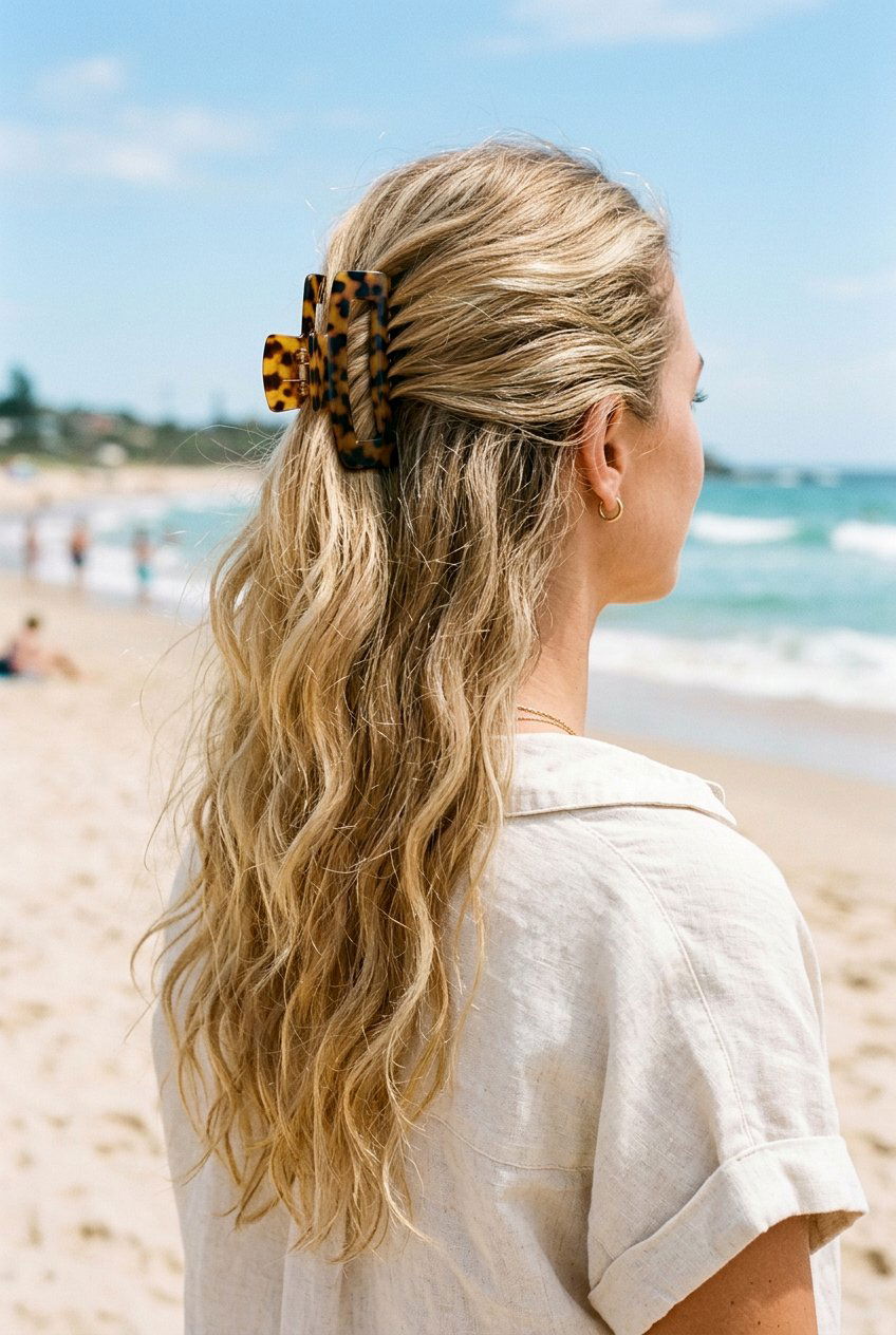 Half Up Beach Claw Clip - 20 beach claw clip hairstyle - 20 beach claw clip hairstyle