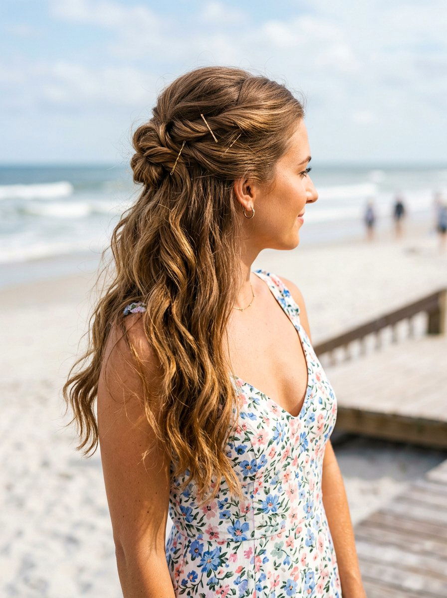 Half Up Beach Waves - 20 cute beach waves hairstyle ideas - 20 cute beach waves hairstyle ideas