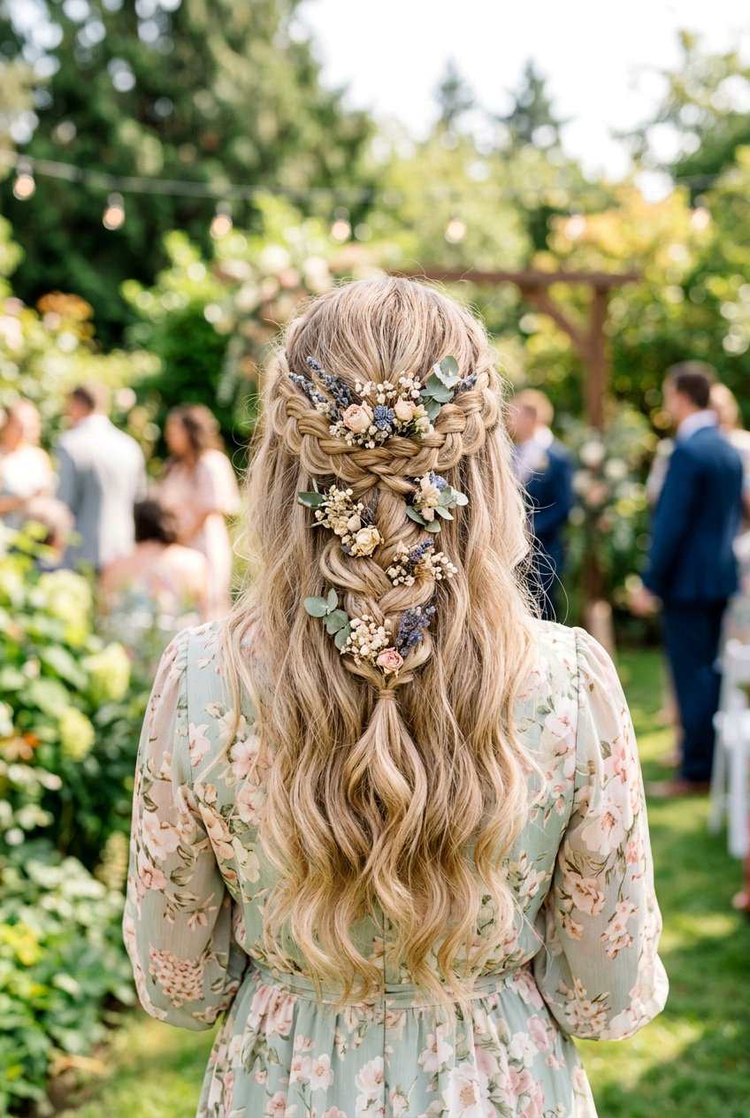 Half Up Boho Braid With Dried Flowers - 20 boho braid with dried flowers - 20 boho braid with dried flowers