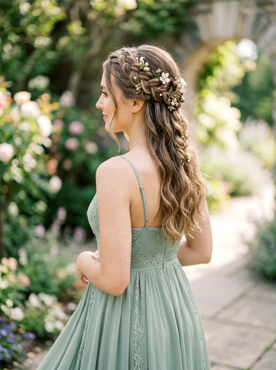 20 Romantic Prom Half Up Curls With Braids for Your Dream Night