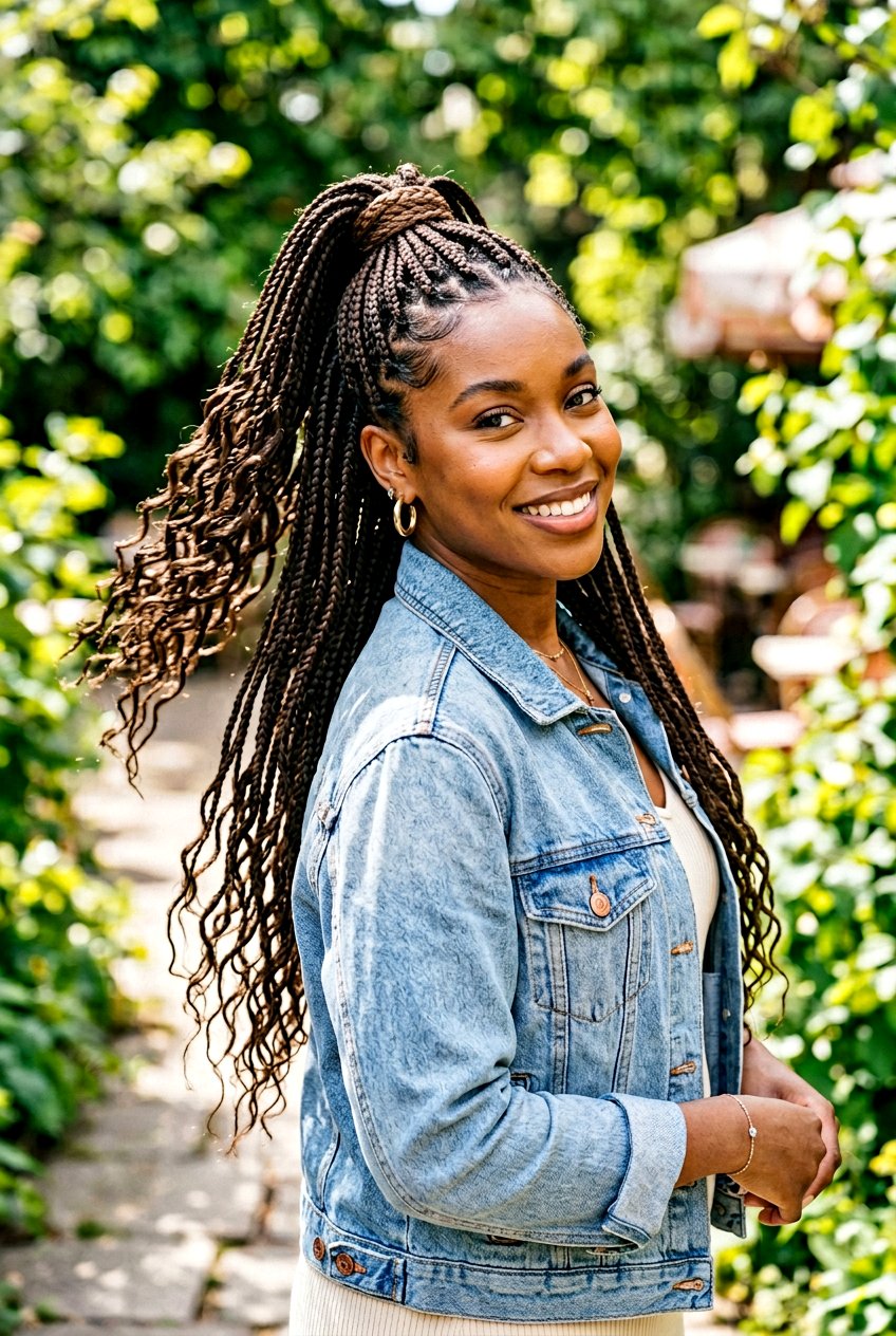 Half Up Boho Knotless Braids Ponytail - 20 boho knotless braids ponytail - 20 boho knotless braids ponytail