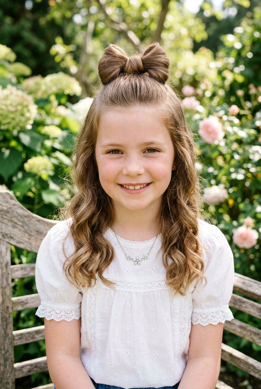 Half Up Bow Bun For Girls - 20 bow bun hairstyle for girls - 20 bow bun hairstyle for girls