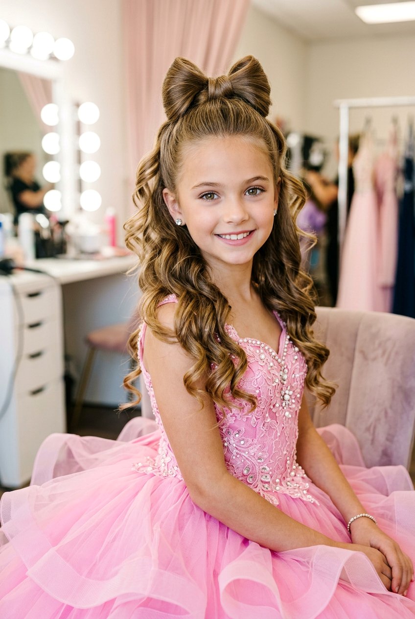 Half Up Bow Curls For Girls - 20 pageant curls for girls - 20 pageant curls for girls