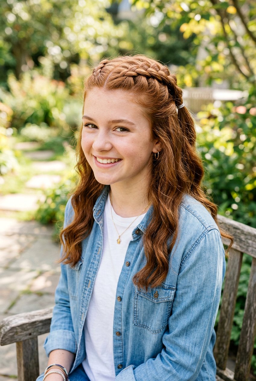 Half Up Braid - 20 school hairstyle for teenage girls with medium hair - 20 school hairstyle for teenage girls with medium hair