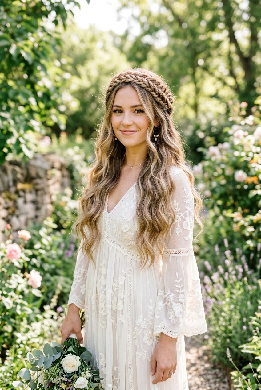 Half Up Braid Crown - 20 cottagecore braid crown hairstyle - 20 cottagecore braid crown hairstyle