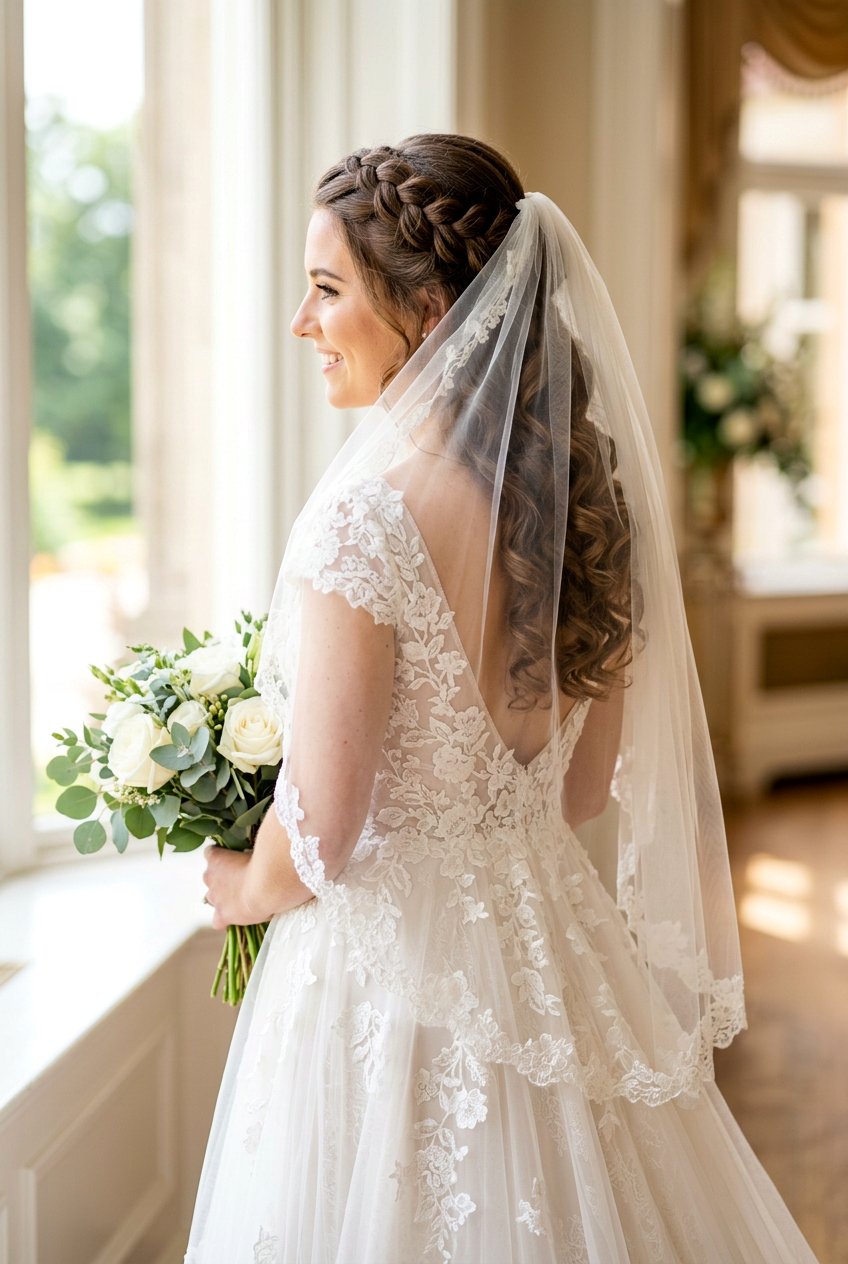 Half Up Braid With Veil On Top Of Braid - 20 bridal half up braid with veil - 20 bridal half up braid with veil
