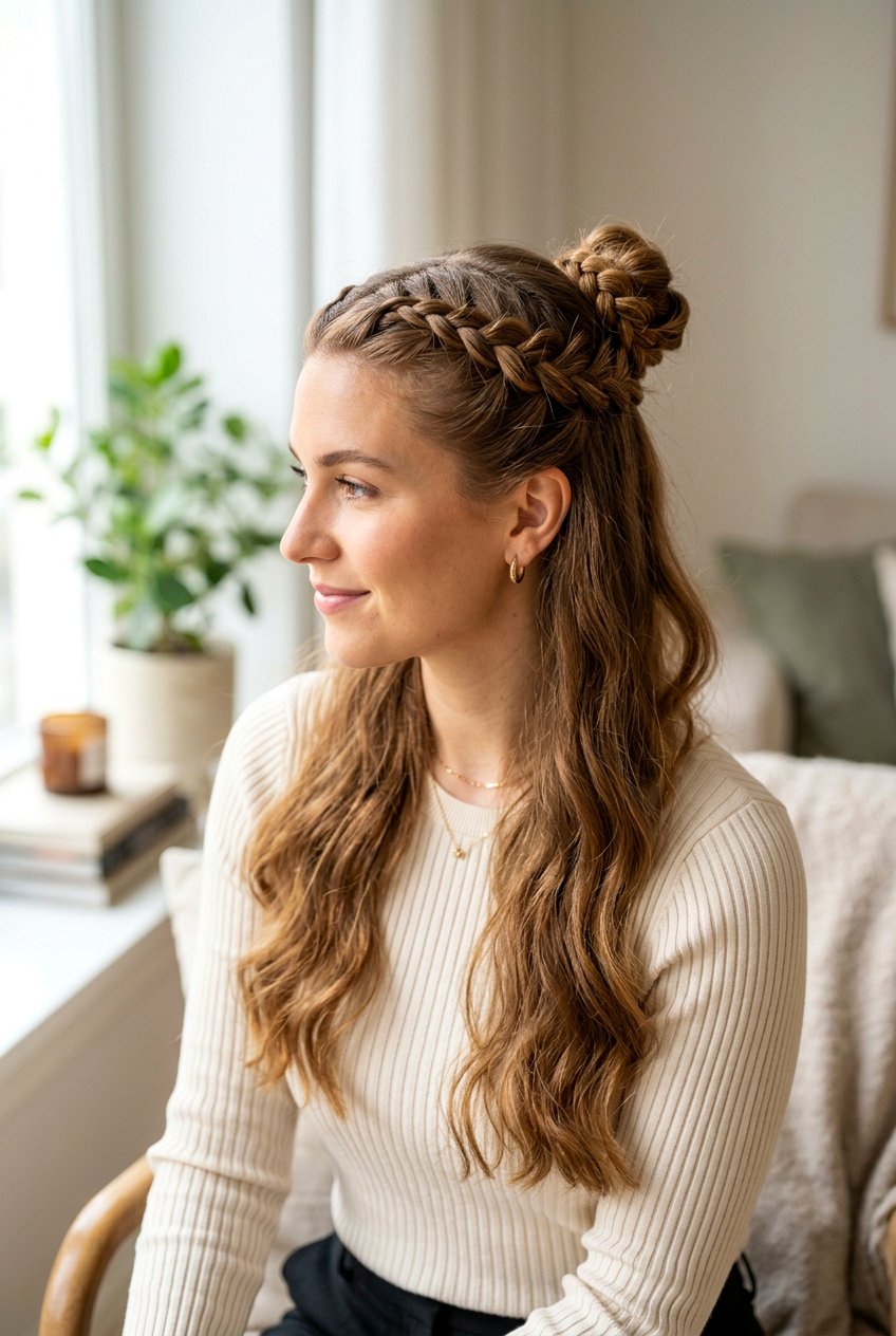 Half Up Braided Bun - 20 braided bun for office women - 20 braided bun for office women