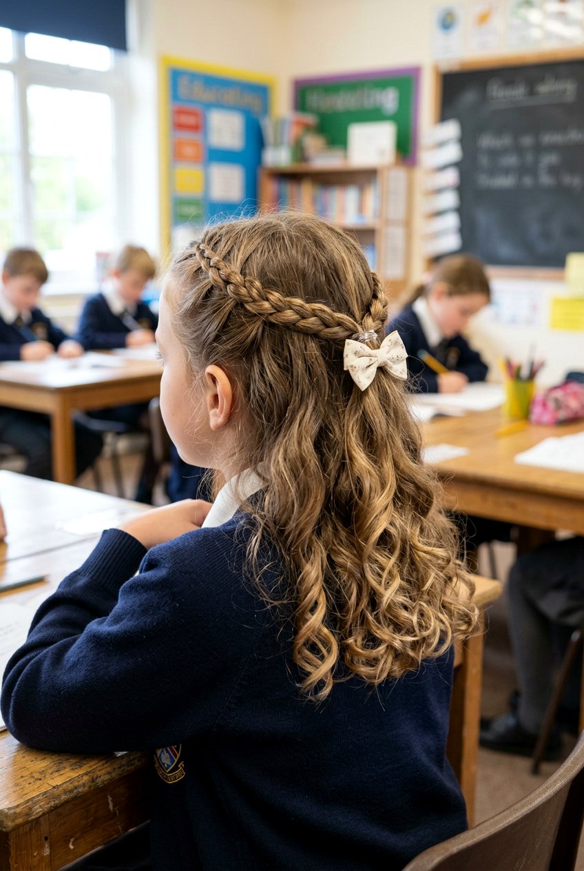 Half Up Braided Crown - 20 simple braid for school girls - 20 simple braid for school girls