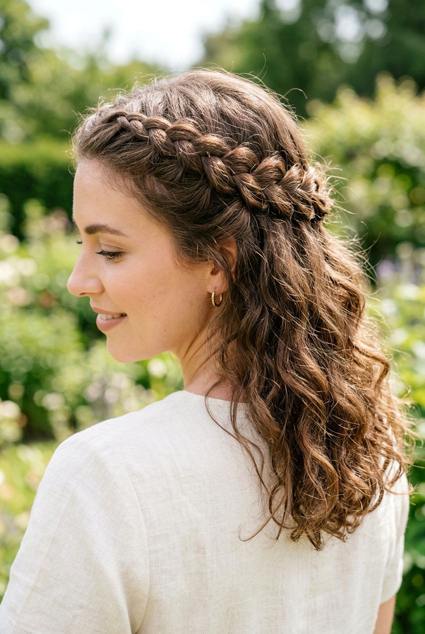 Half Up Braided Crown For Frizz - 20 anti frizz braid hairstyle - 20 anti frizz braid hairstyle