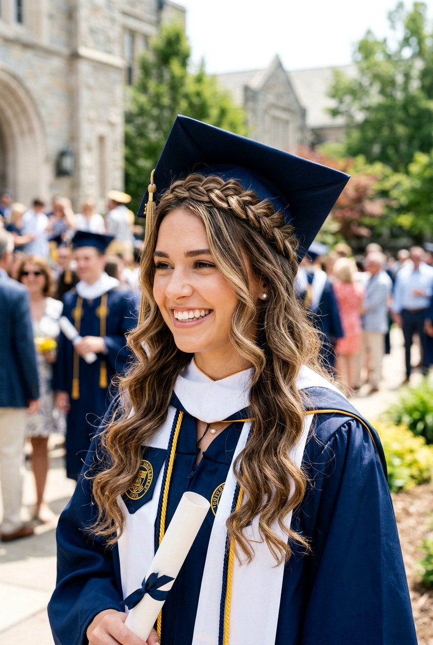 20 Perfect Graduation Half Up Hairstyle With Cap Ideas Now