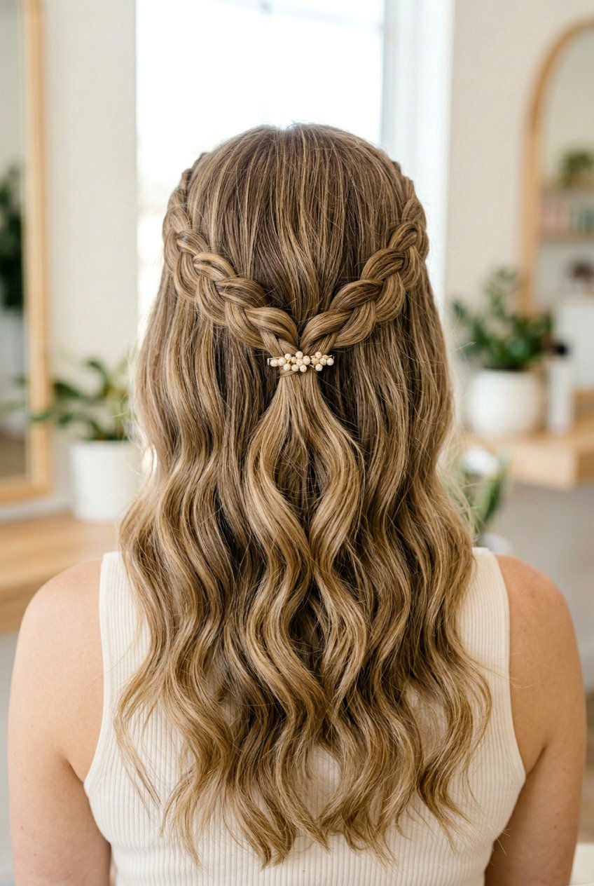 Half Up Braided Detail - 20 simple festive hairstyles - 20 simple festive hairstyles