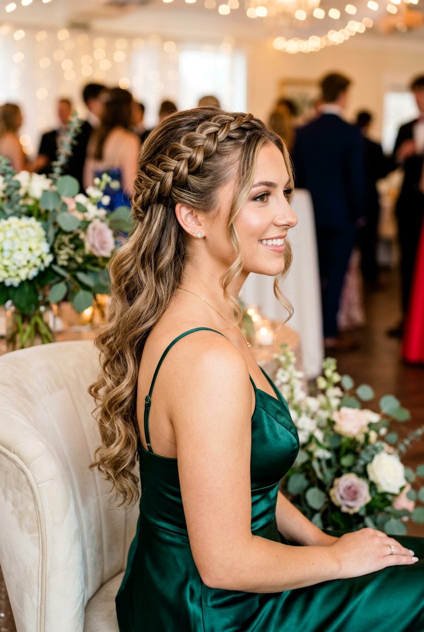 Half Up Braided Hoco Hairstyle - 20 hoco hairstyles - 20 hoco hairstyles