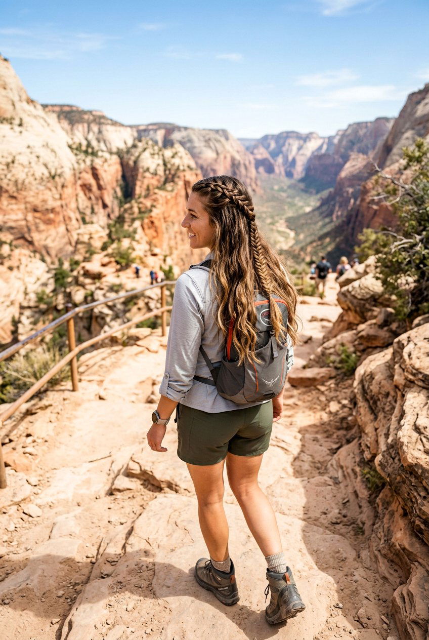 Half Up Braided Look For Hiking Long Hair - 20 hiking hairstyles for long hair - 20 hiking hairstyles for long hair