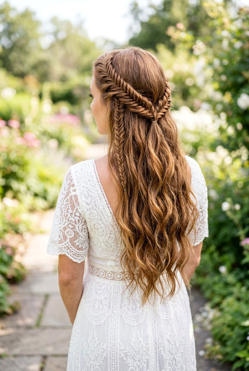 Half Up Braided Waves - 20 country concert waves hairstyle - 20 country concert waves hairstyle