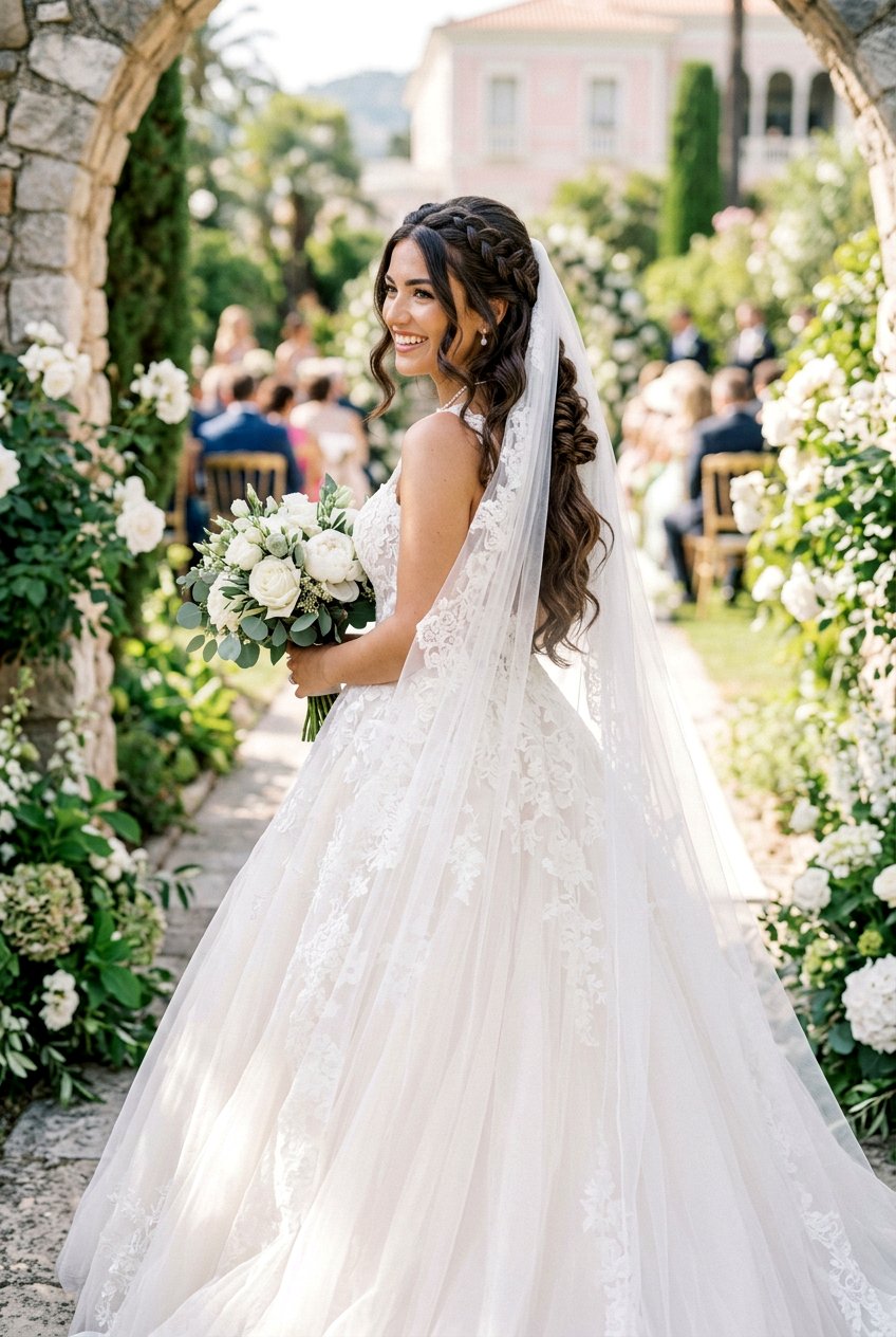 Half Up Braids With Veil For Long Thick Hair - 20 bridal half up braid with veil - 20 bridal half up braid with veil
