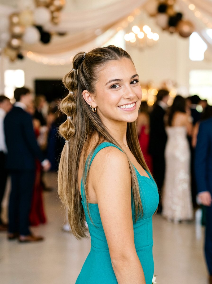 Half Up Bubble Braid - 20 homecoming half up hairstyle - 20 homecoming half up hairstyle