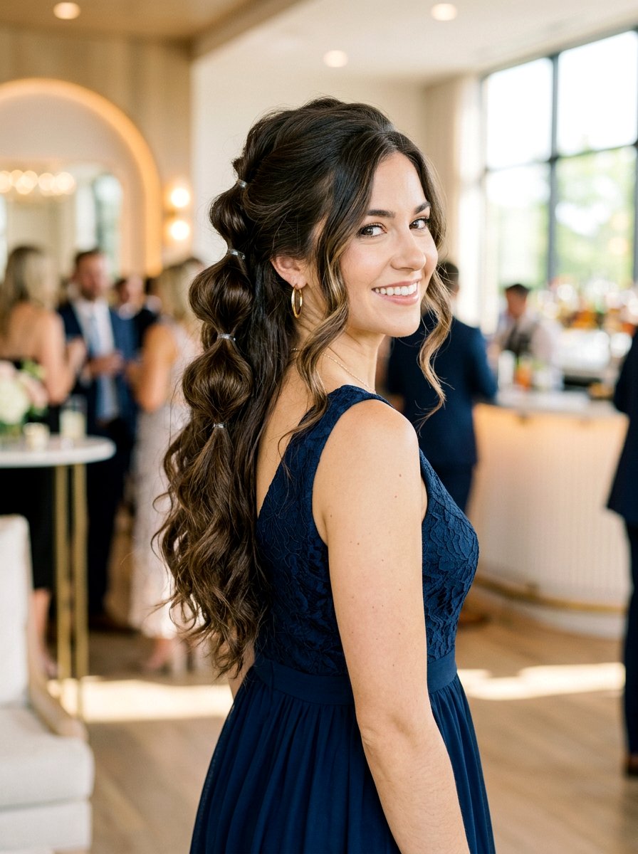 Half Up Bubble Braid - 20 soft glam hairstyle for wedding guest - 20 soft glam hairstyle for wedding guest