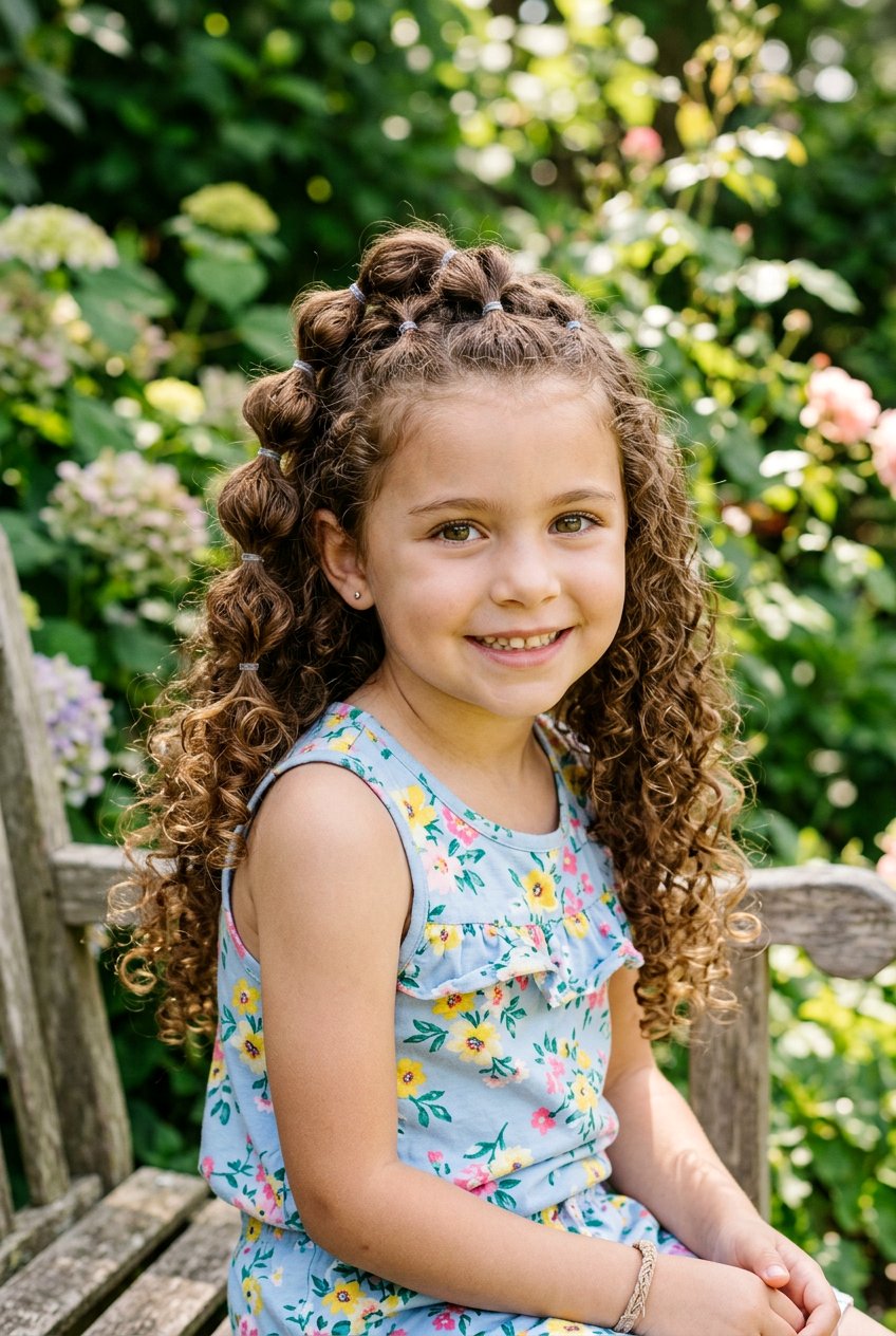 Half Up Bubble Braid Curly Hair - 20 little girls half up curls hairstyle - 20 little girls half up curls hairstyle