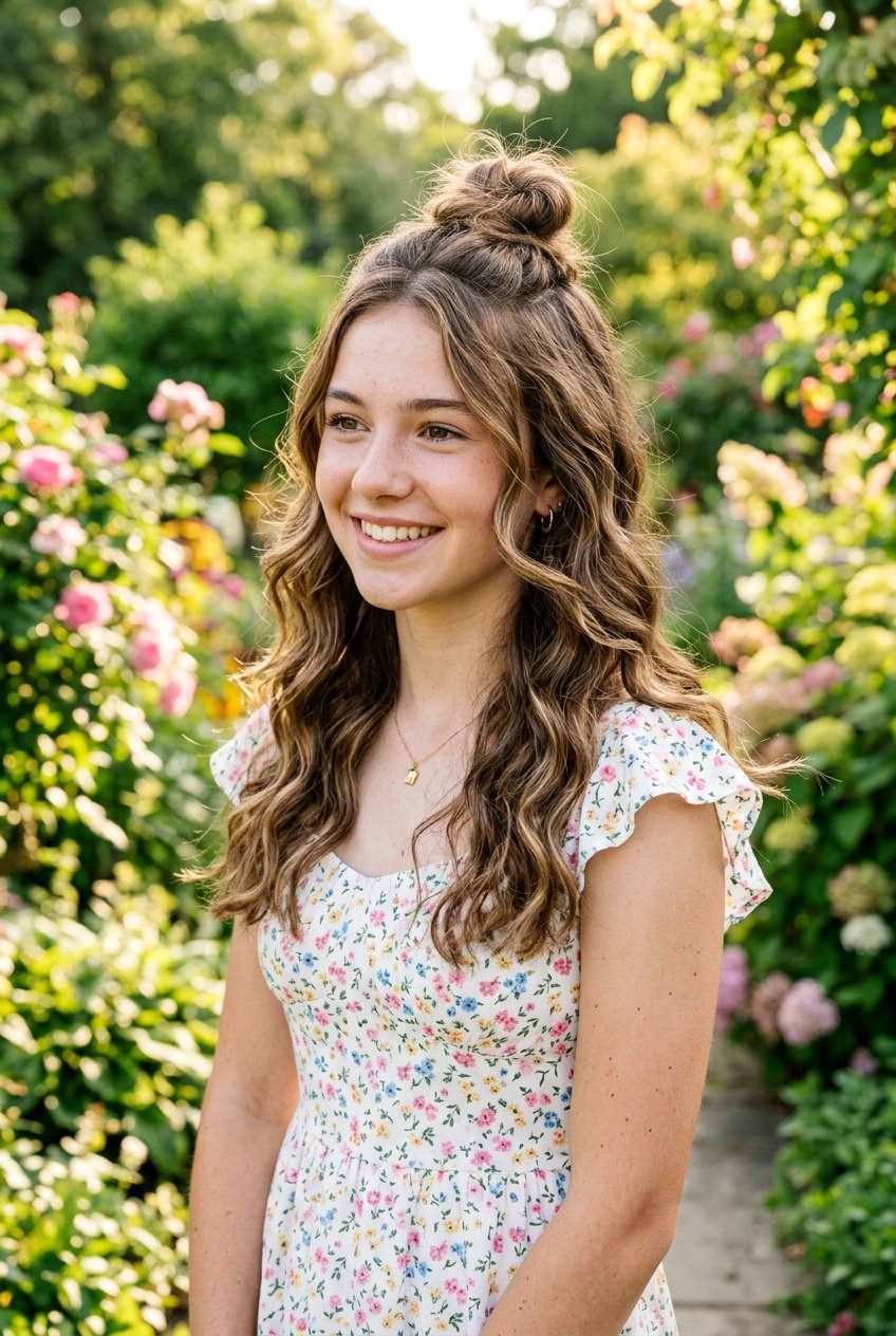 Half Up Bun - 20 quick bun hairstyle for teenage girls - 20 quick bun hairstyle for teenage girls