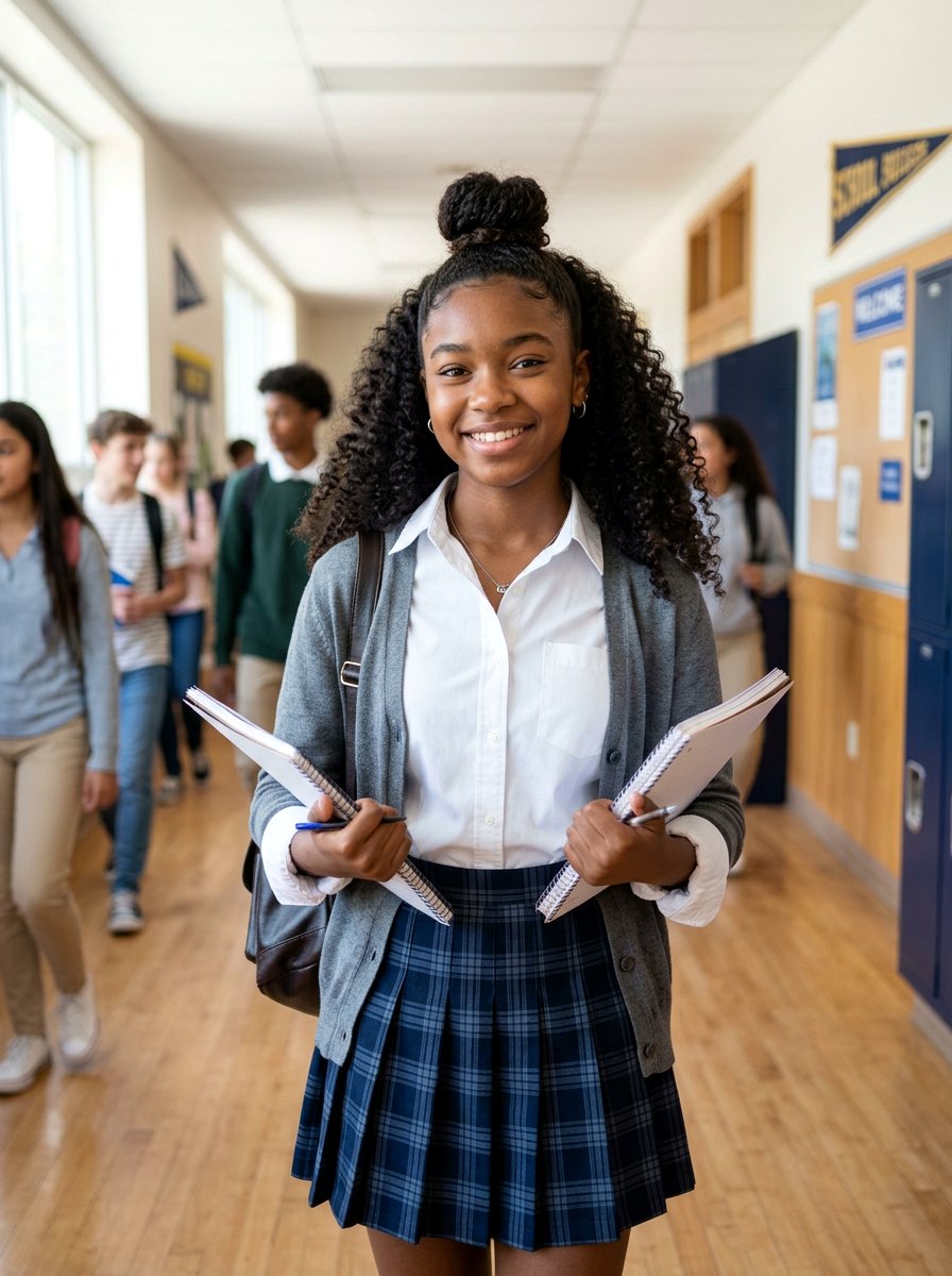 Half Up Bun - 20 school bun styles for black girls - 20 school bun styles for black girls