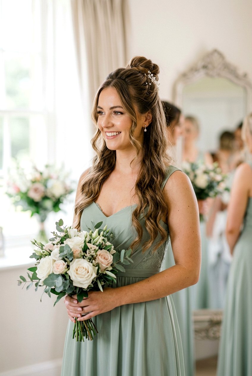 Half Up Bun For Bridesmaids - 20 simple bridesmaid half up hairstyle - 20 simple bridesmaid half up hairstyle