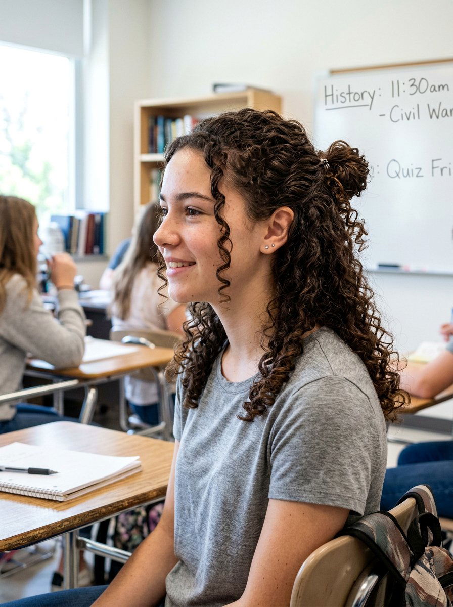 Half Up Bun For Curly Hair School - 20 school half up bun hairstyle - 20 school half up bun hairstyle