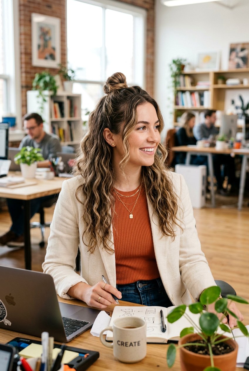 Half Up Bun For Humidity - 20 work hairstyle for humid weather - 20 work hairstyle for humid weather