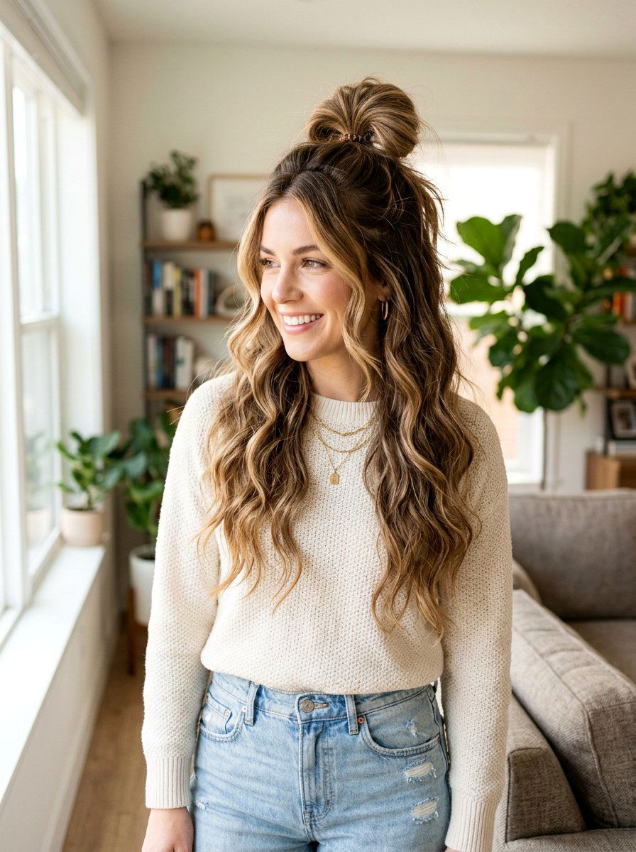 Half Up Bun Waves - 20 overnight bun waves hairstyle - 20 overnight bun waves hairstyle