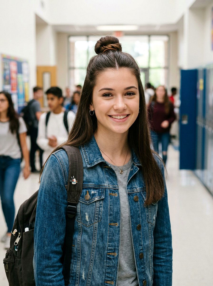 Half Up Bun With Middle Part School - 20 school half up bun hairstyle - 20 school half up bun hairstyle