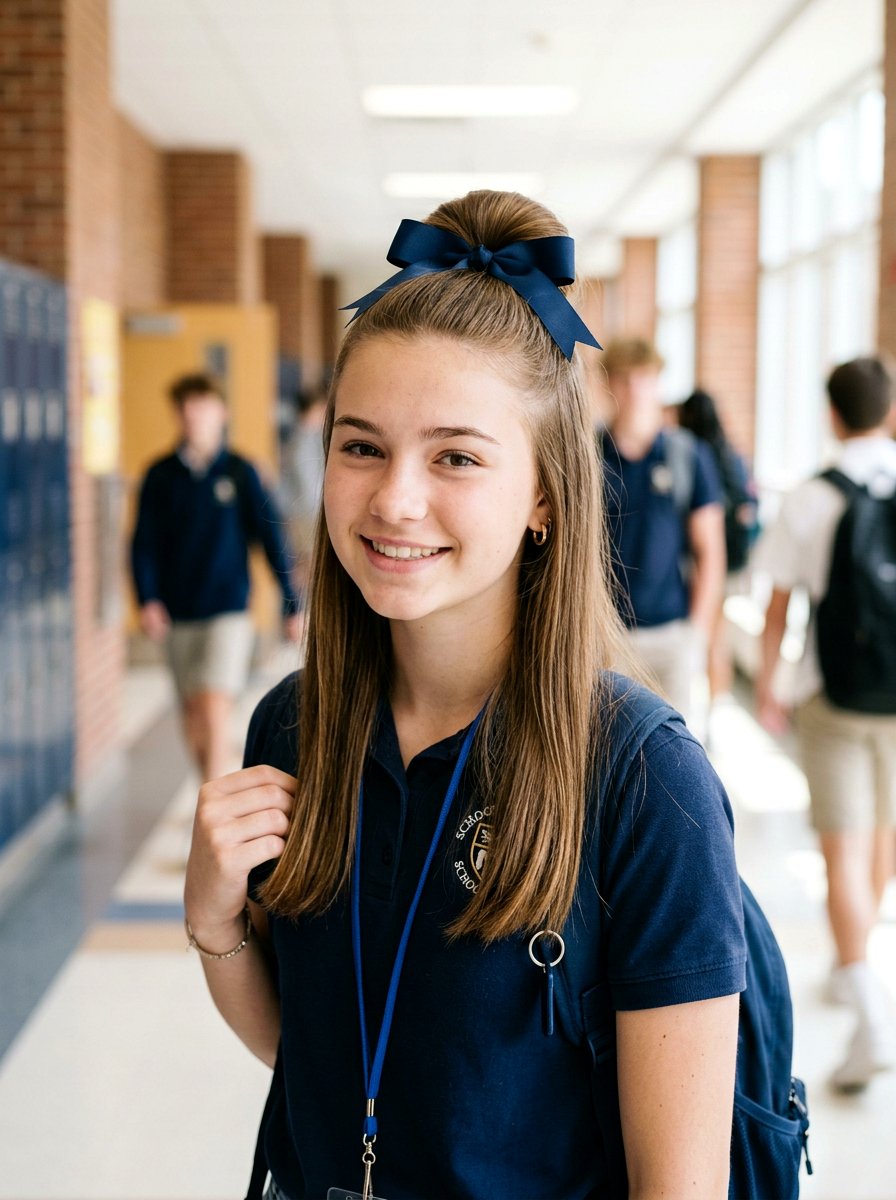 Half Up Bun With Ribbon For School - 20 school half up bun hairstyle - 20 school half up bun hairstyle